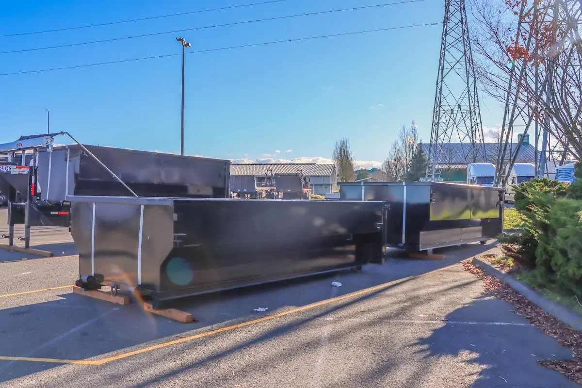 Roll-off dumpster ready for waste disposal at job site for Construction Dumpster Rental in Mauldin